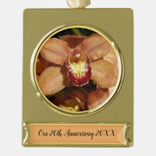 Orchideen mit Raindrops floral Banner-Ornament Gold