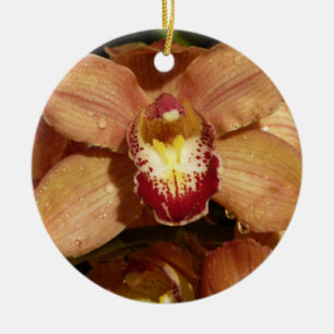 Orchideen mit Raindrops floral Keramik Ornament