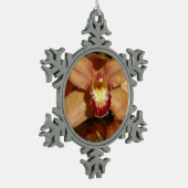 Orchideen mit Raindrops floral Schneeflocken Zinn-Ornament (Links)