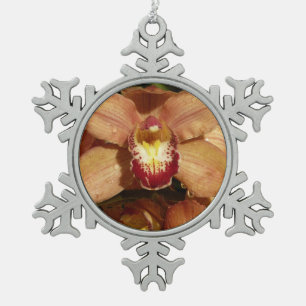 Orchideen mit Raindrops floral Schneeflocken Zinn-Ornament