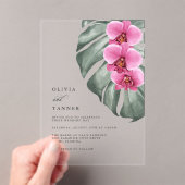 Orchideen Monstera Hochzeit der tropischen Flora Acryleinladungen (Insitu (Handheld))