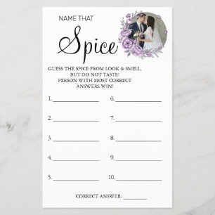 Orchideen-Name that Spice-Brautparty-Spielkarte Flyer