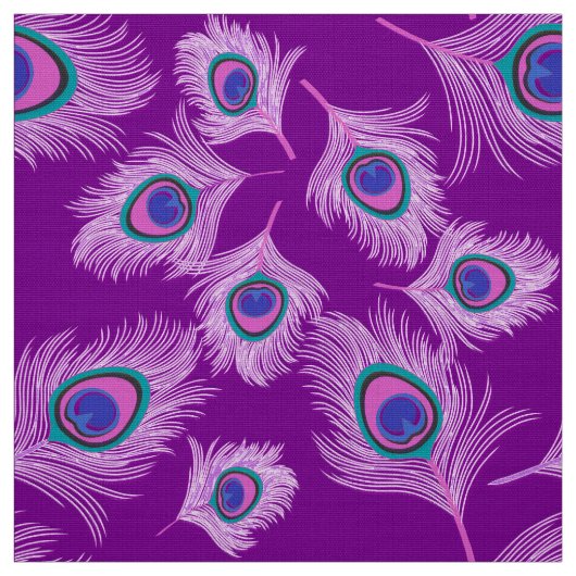 Orchideen-Pfau-Federn auf Amethyst Lila Stoff (Muster)