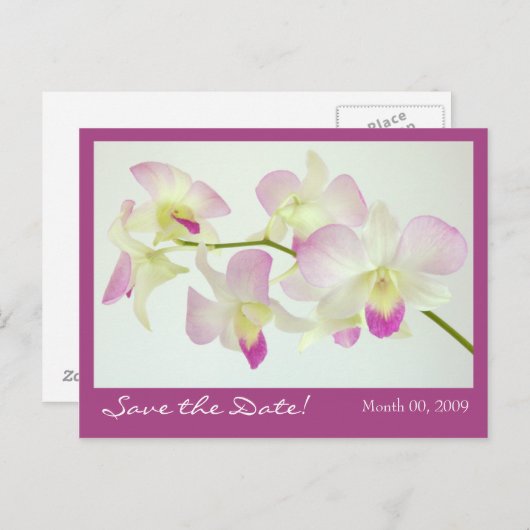 Orchideen Postcard, Save the Date! Ankündigungspostkarte (Vorne/Hinten)