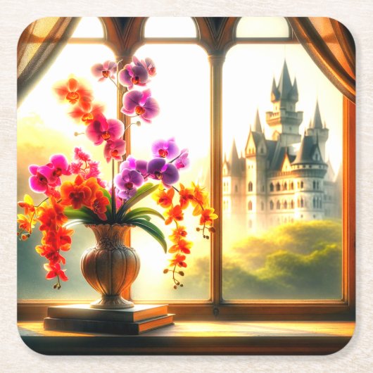 Orchideen Rechteckiger Pappuntersetzer (Vorderseite)