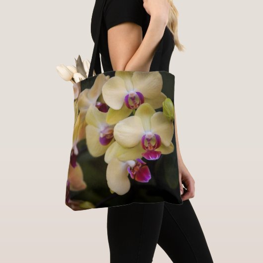 Orchideen, rosa und gelb tasche (Von Nahem)