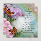 Orchideen, Rose und Schmetterlinge Einladung zur H (Vorne/Hinten)