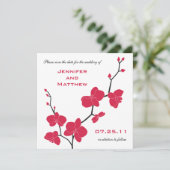 Orchideen Save the Date - rot und schwarz (Stehend Vorderseite)