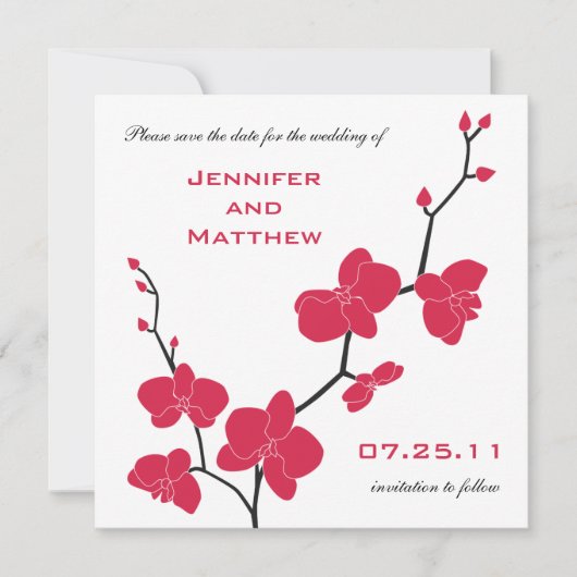 Orchideen Save the Date - rot und schwarz (Vorderseite)