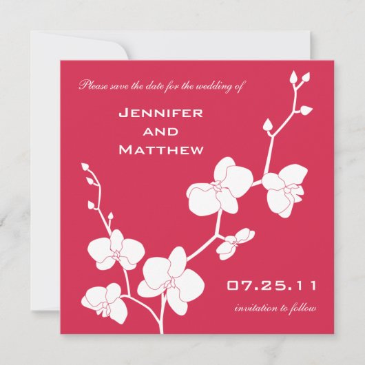 Orchideen Save the Date - rot und weiß (Vorderseite)
