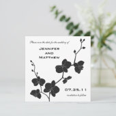 Orchideen Save the Date - Schwarz und Weiß (Stehend Vorderseite)