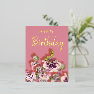 Orchideen Tropisch Floral Glücklicher Geburtstag E Folien Feiertagspostkarte