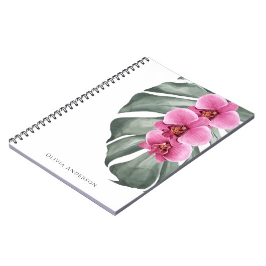 Orchideen tropische Wasserfarben Notizblock (Linke Seite)
