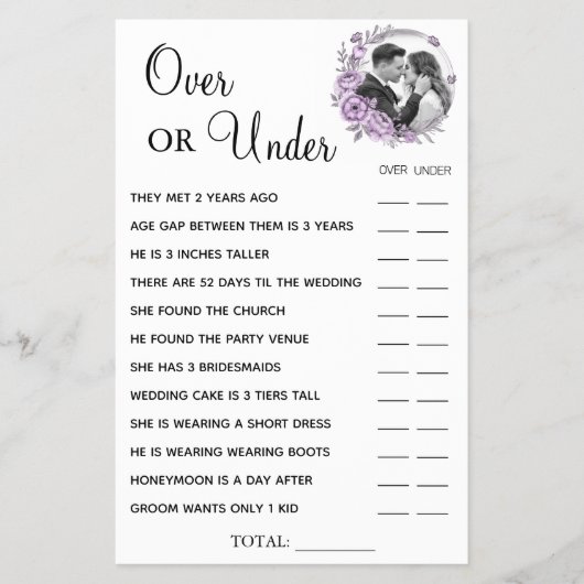 Orchideen Über- oder Unter- Brautschauer-Spielkart Flyer (Vorne)