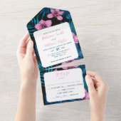 Orchideen und Blätter aus Palmen All In One Einladung (Abreißen)