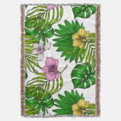 Orchideen und Blätter aus Palmen, rosa, gelb, grün Decke (Vorderseite Vertikal)