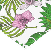Orchideen und Blätter aus Palmen, rosa, gelb, grün Kurzer Tischläufer (Ecke)