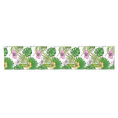 Orchideen und Blätter aus Palmen, rosa, gelb, grün Kurzer Tischläufer (Horizontal)