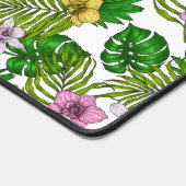 Orchideen und Blätter aus Palmen, rosa, gelb, grün Schreibtischunterlage (Ecke)