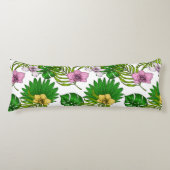 Orchideen und Blätter aus Palmen, rosa, gelb, grün Seitenschläferkissen (Vorderseite)