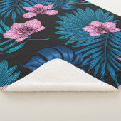 Orchideen und Blätter aus Palmen, rosa und blau au Sherpadecke (3/4)