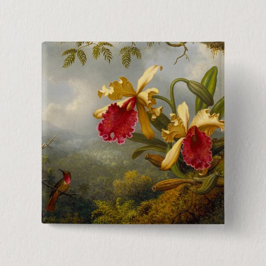 Orchideen und Hummingbird Heade Button (Vorderseite)