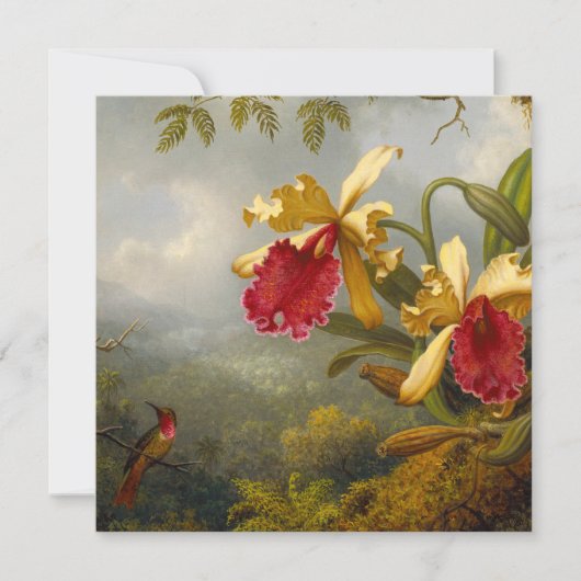 Orchideen und Hummingbird Heade Einladung (Vorderseite)