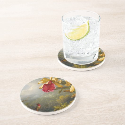 Orchideen und Hummingbird Heade Getränkeuntersetzer (Seite)