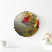 Orchideen und Hummingbird Heade Große Wanduhr (Zuhause)