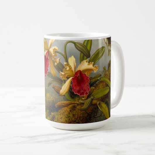 Orchideen und Hummingbird Heade Kaffeetasse (VorderseiteRechts)