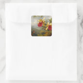 Orchideen und Hummingbird Heade Quadratischer Aufkleber (Tasche)