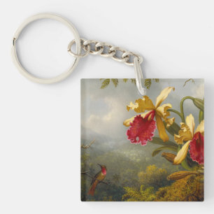 Orchideen und Hummingbird Heade Schlüsselanhänger