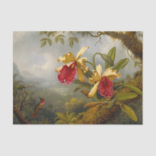Orchideen und Hummingbird Heade Seidenpapier (Vorderseite)