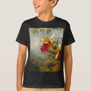 Orchideen und Hummingbird Heade T-Shirt