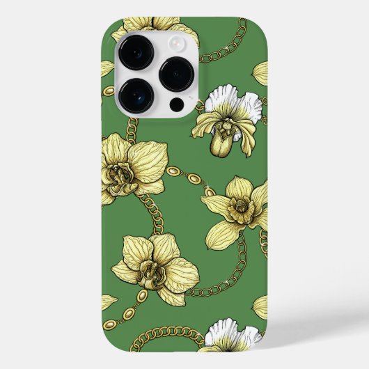 Orchideen und Ketten, gelb und kelgrün Case-Mate iPhone Hülle (Rückseite)
