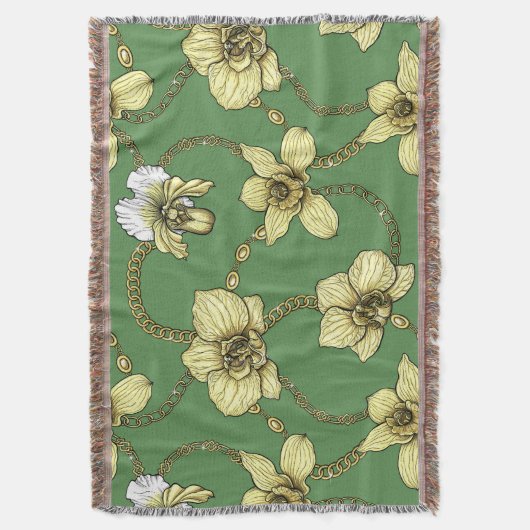 Orchideen und Ketten, gelb und kelgrün Decke (Vorderseite Vertikal)