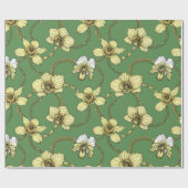 Orchideen und Ketten, gelb und kelgrün Geschenkpapier (Flach)
