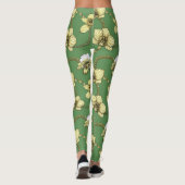 Orchideen und Ketten, gelb und kelgrün Leggings (Rückseite)