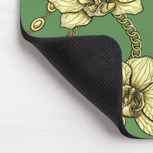Orchideen und Ketten, gelb und kelgrün Mousepad (Ecke)