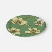 Orchideen und Ketten, gelb und kelgrün Pappteller (Schrägansicht)