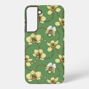 Orchideen und Ketten, gelb und kellygrün Samsung Galaxy Hülle