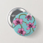 Orchideen und Ketten, rosa und blau Button (Vorne & Hinten)