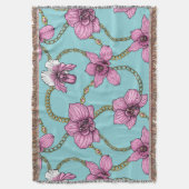 Orchideen und Ketten, rosa und blau Decke (Vorderseite Vertikal)