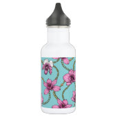 Orchideen und Ketten, rosa und blau Edelstahlflasche (Links)