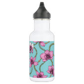 Orchideen und Ketten, rosa und blau Edelstahlflasche (Rechts)
