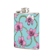 Orchideen und Ketten, rosa und blau Flachmann (Links)