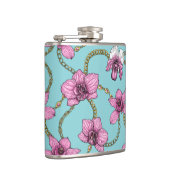 Orchideen und Ketten, rosa und blau Flachmann (Rechts)