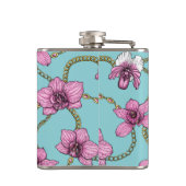 Orchideen und Ketten, rosa und blau Flachmann (Rückseite)