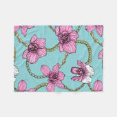 Orchideen und Ketten, rosa und blau Fleecedecke (Vorderseite (Horizontal))