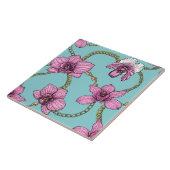 Orchideen und Ketten, rosa und blau Fliese (Seite)
